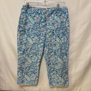 Lilly Pulitzer Vintage Ocean Print‎ Capri Pants Size 10